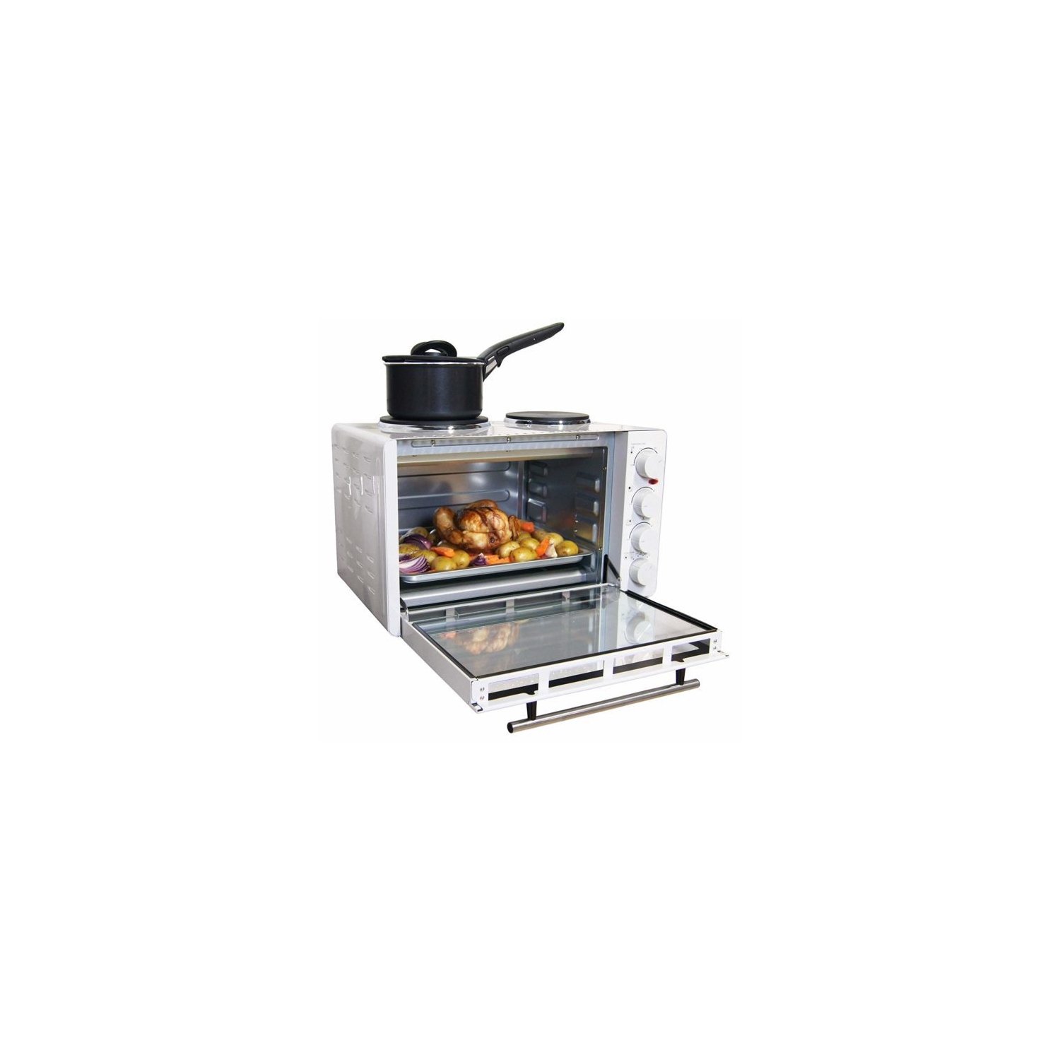Igenix Electric Mini Oven, Double Hotplate Hob & Baking Tray, 30 Litre Capacity - 0