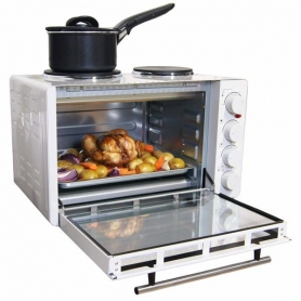Igenix Electric Mini Oven, Double Hotplate Hob & Baking Tray, 30 Litre Capacity