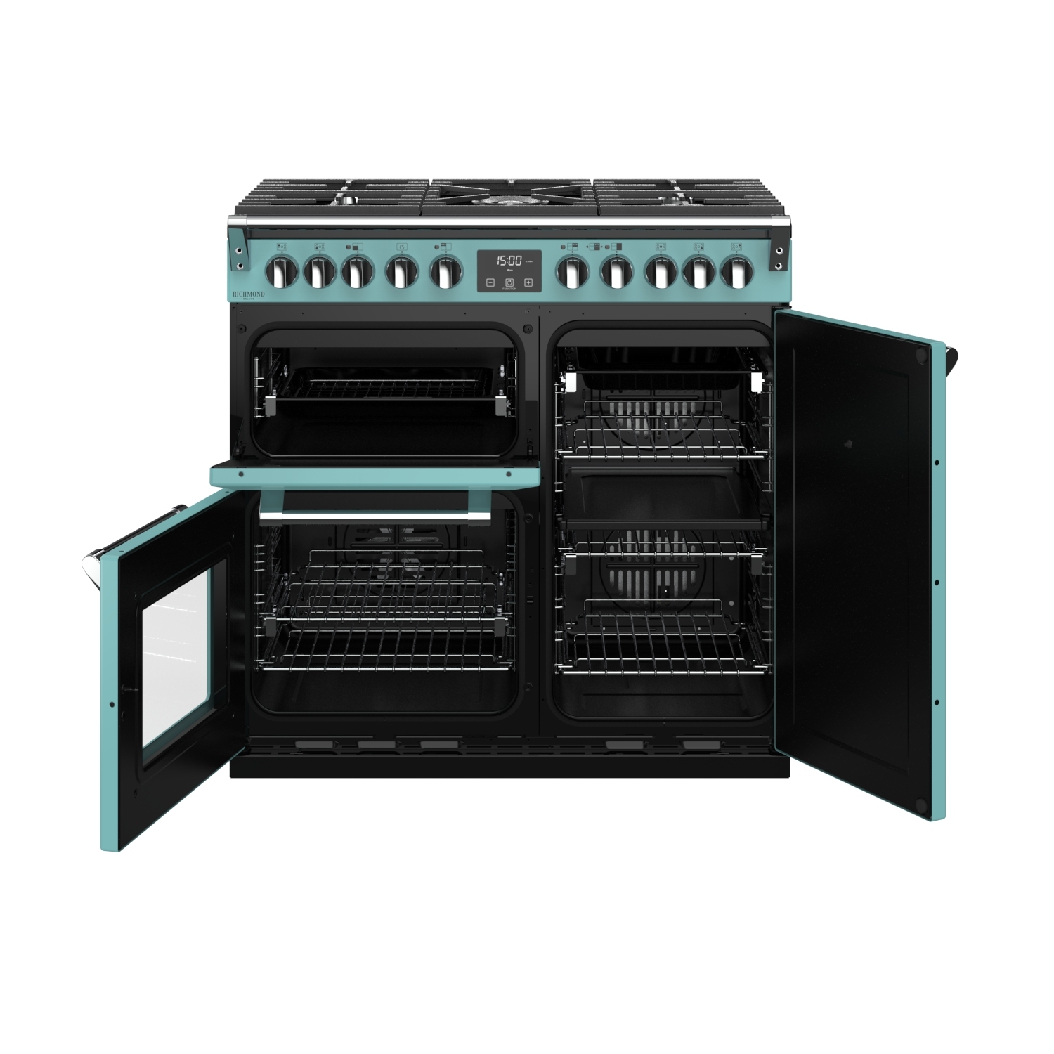 Stoves Richmond Deluxe 90cm dual fuel in country blue - 1