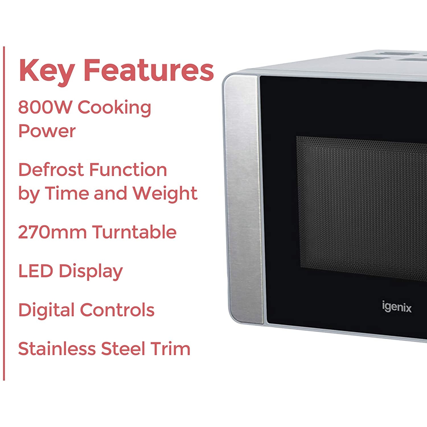 Igenix stainless steel 20L microwave - 1