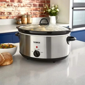 TOWER STAINLESS STEEL SLOW COOKER - 5.5 LITRE
